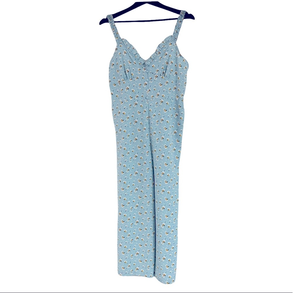 Topshop Pippa Frilled Floral Sleeveless Crop Jumpsuit Size 10 - Picture 2 of 10
